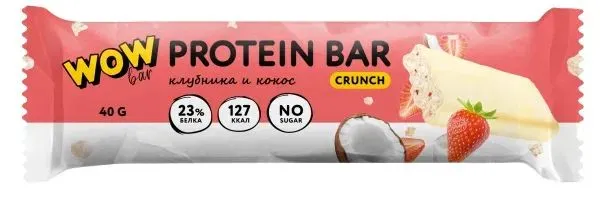 Primekraft Wowbar Crunch, протеиновые батончики со вкусом «Клубника и кокос», 15 шт