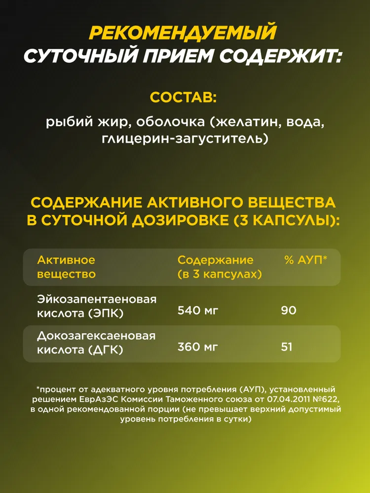 Primekraft Омега 3 1000 мг (EPA 540 мг, DHA 360 мг) для укрепление иммунитета и контроль веса, 90 шт