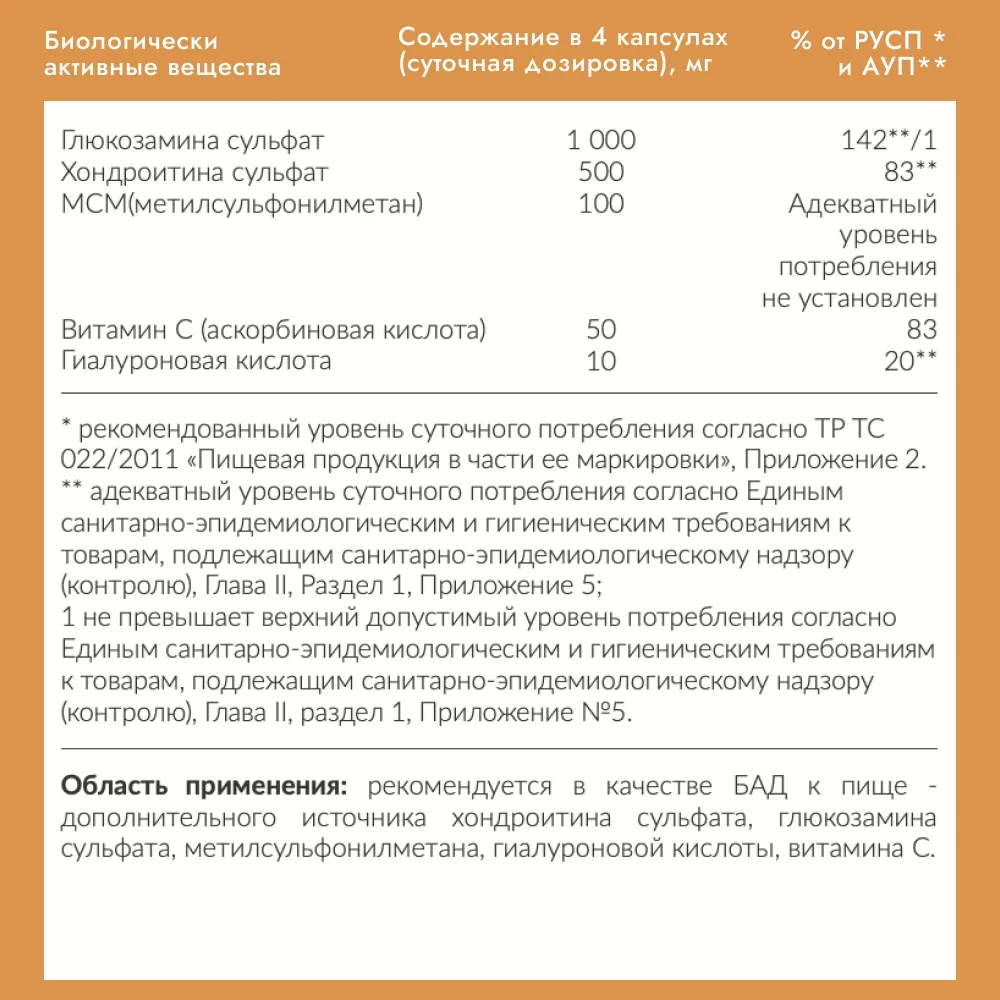 Cybermass Joint support, Глюкозамин Хондроитин и МСМ для суставов, связок и хрящей, 905 мг