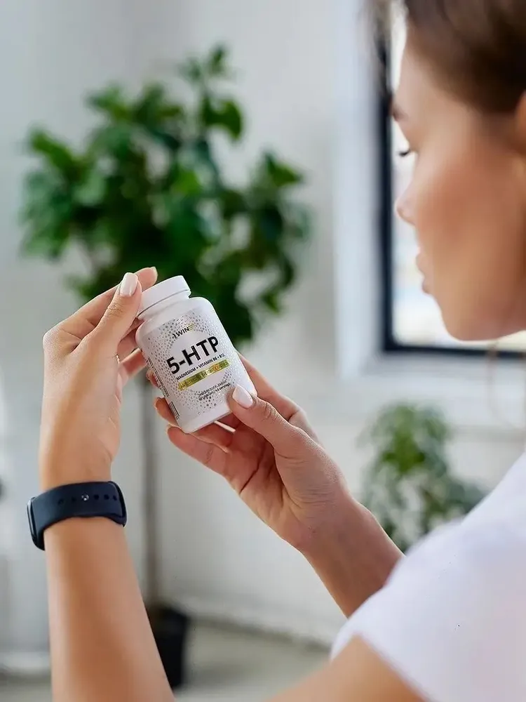 1Win 5-HTP c магнием и витаминами группы В, для мозга, комплекс для настроения, похудения и здорового сна, 60 шт.