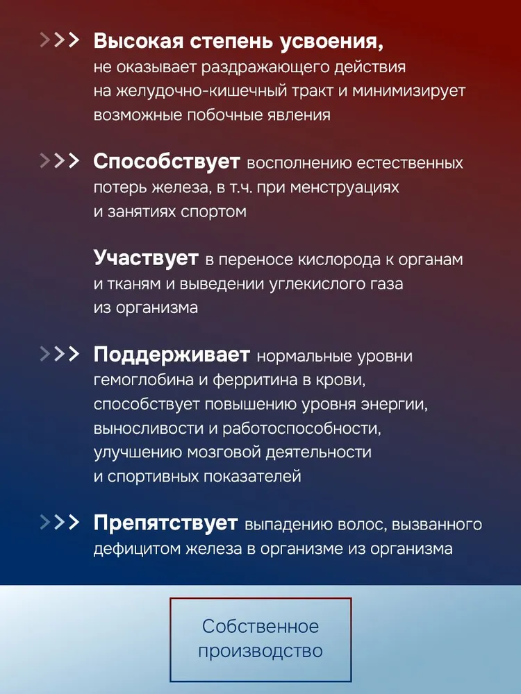 GLS Pharmaceuticals Железо Хелат, для профилактики анемии, энергии и синтеза гемоглобина, 60 капсул