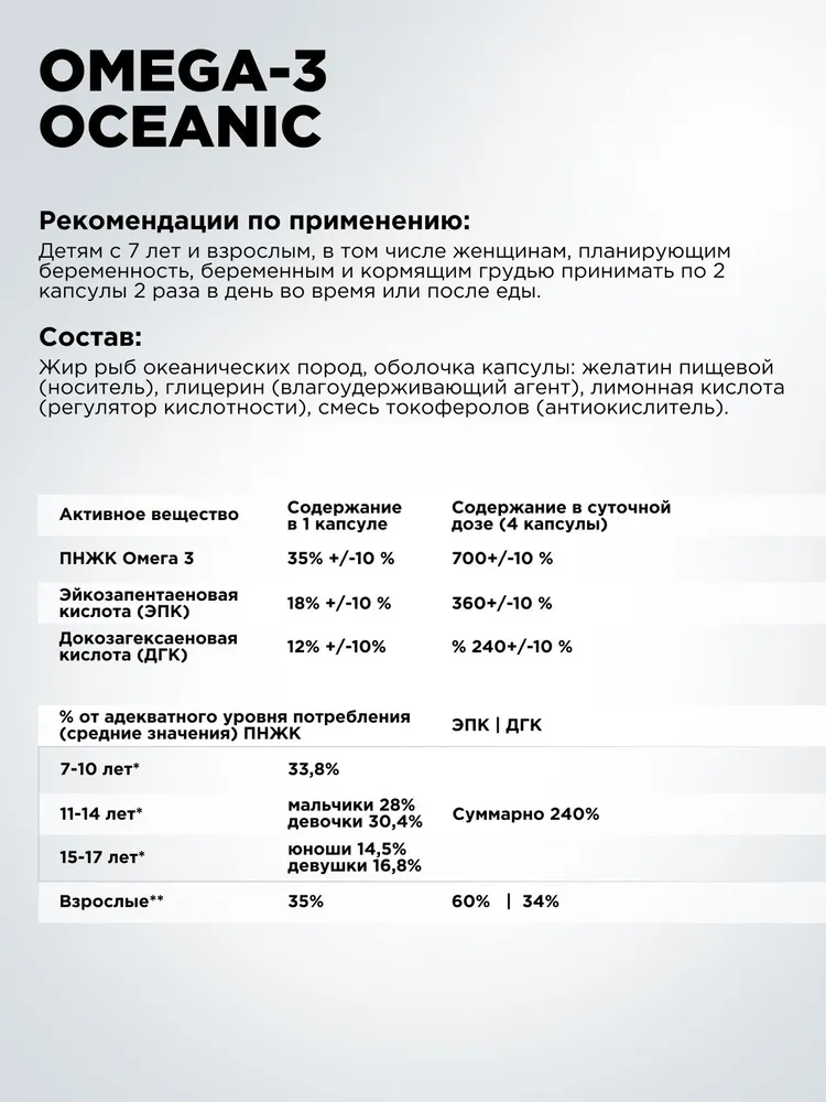 Primekraft Omega 3 Oceanic Plantago, 120 капсул